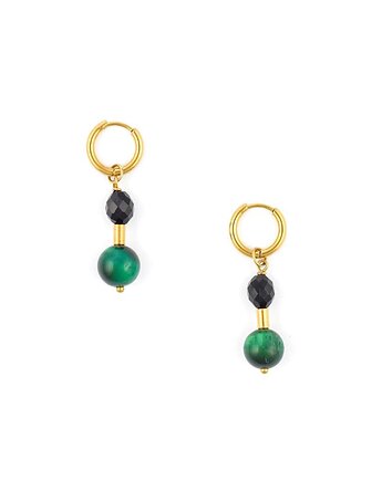 Kolczyki Royal Green z Oliwką Onyksu złote hematyty, Kulka Bransoletki