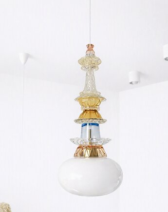 Lampa wisząca szklana artdeco prl vintage retro, .fija.