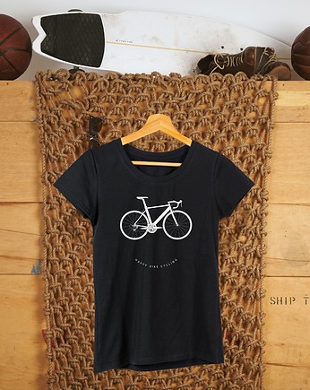 Koszulka czarna  męska Happy bike cycling, ART ORGANIC
