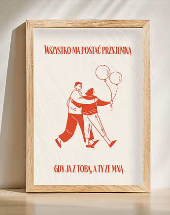 Minimalistyczny plakat dla pary, ja z tobą a ty ze mną, DODUMU