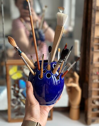 Pojemnik na pędzle Kobalt, pojemnik na  pędzle, pędzle do akwareli, Joanna Serafin design
