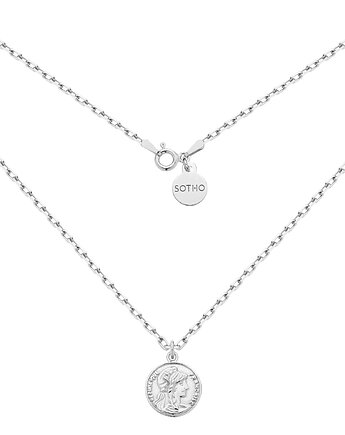 Srebrny masywny łańcuszek z monetą, SOTHO