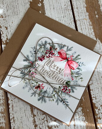 Stylowa ręcznie robiona kartka świąteczna Merry Christmas, sorte