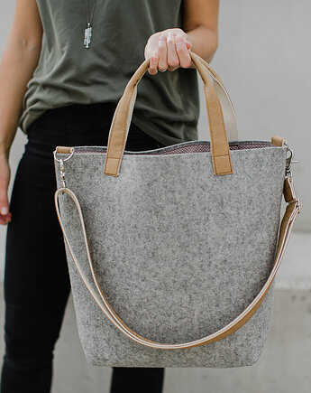 Marmollada - torebka filcowa śr SZARA + B do ręki, marmollada