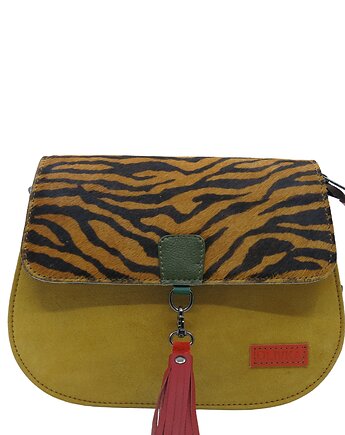 Torebka damska klasyczna zamszowa odpinany wymienny chwost brelok OLIVKA, Olivka Warsaw