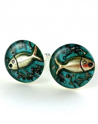 Spinki do koszuli - Fish - Silver + Pudełko, DROBINY CZASU