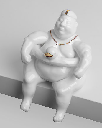 Porcelanowa Figurka, Pływaczka Na Basenie, Pangzi Ceramics