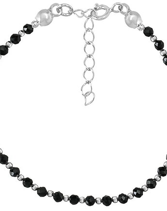 Bransoletka srebrna z kamieni naturalnych spinel czarny 3 mm, Bring Biżuteria
