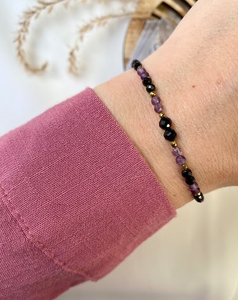 Bransoletka Czarny Turmalin i Ametyst, Szmaragdowa Polana