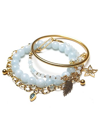 Zestaw bransoletek /Akwamaryn/  - Szlachetna kolekcja, KiKa pracownia