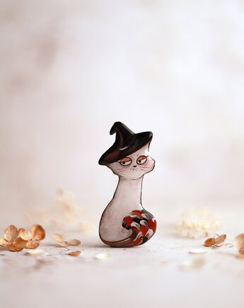 Broszka malowana Kotka-czarodziejka, Black Cat