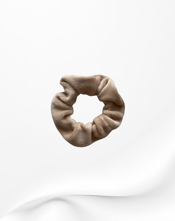 Scrunchie gumka frotka wąska welurowa beżowa, Zdunetti