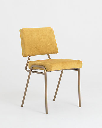 Krzesło retro SIMPLE nowoczesny prl - żółte, złota podstawa, CustomForm