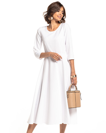 Elegancka sukienka maxi , T327, biały, TESSITA