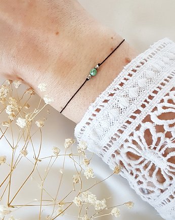 Czarna bransoletka z turkusem, LEI handmade 