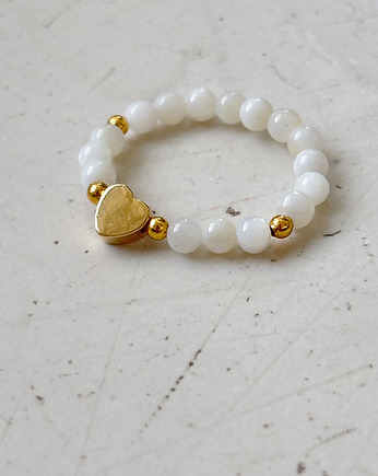 Pierścionek elastyczny kamień księzycowy, Chmolowska Jewellery