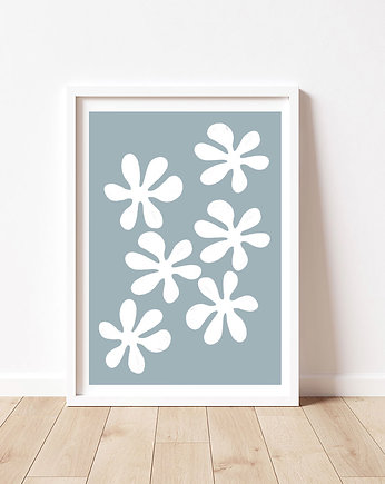 Plakat z kwiatami, szaro-błękitny, Dekorando