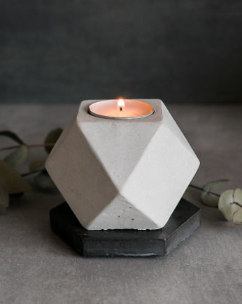 Geometryczny świecznik na tealighty szary, Luvo Candles