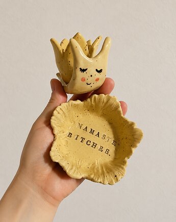 Zestaw ceramicznych świeczników handmade kwiat i ślimak, Agnieszka Szehyńska Ceramika