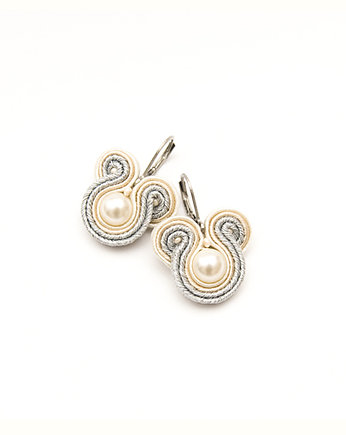 Perłowe kolczyki soutache ślubne, maanuela