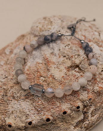 Bransoletka Męska Ryby Akwamaryn Selenit Opal, w hand works