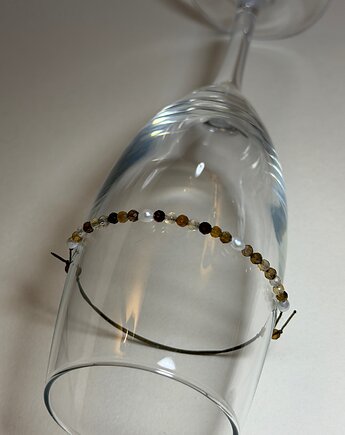 Bransoletka regulowana agat brązowy + perły, Fiorette stone&silver