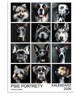 Kalendarz 2026 Psie portrety 15x21 cm, JBJart Justyna Jaszke