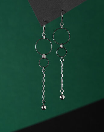 Długie kolczyki ze stali z kółkami i kuleczkami, AT NOON