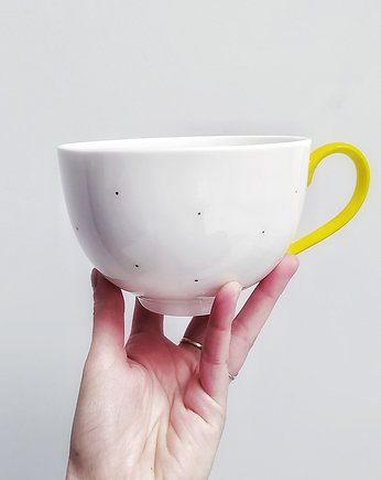 KUBEK 500ml duży w kropki, White Cup