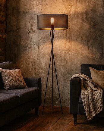Designerska lampa stojąca na trójnogu z abażurem PARYŻ AŻUR, LYSNE