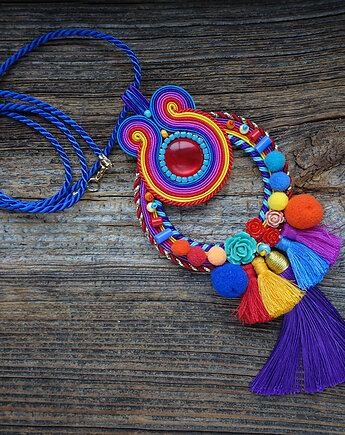 Pulo-  etniczny naszyjnik Soutache, Mró Soutache