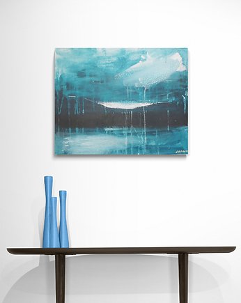 Obraz ręcznie malowany na płótnie 40x50 cm - abstrakcyjny pejzaż, Kasia Kulicka