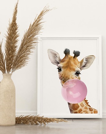 Plakat Żyrafa z gumą balonową P119, TamTamTu