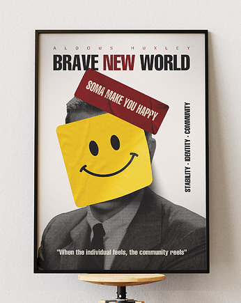 Plakat Kolaż - Nowy Wspaniały Świat - Aldous Huxley, DAPIDOKA
