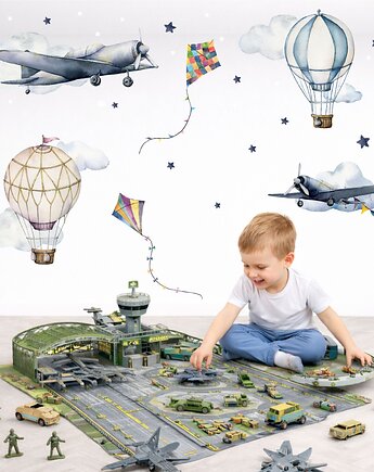 Zestaw naklejek ściennych z samolotami, balonami i latawcami, Mała Pracownia DK
