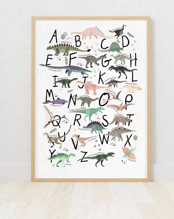 PLAKAT dinozaur  dinozaury alfabet pokój dziecka, black dot studio