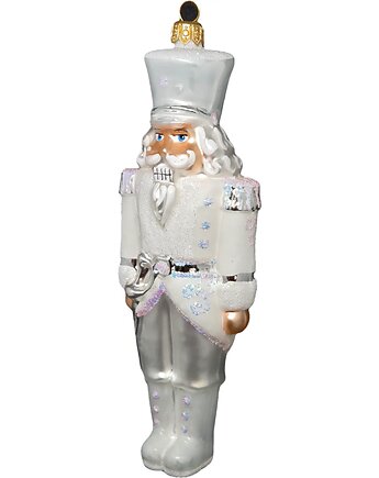 Ręcznie malowana bombka szklana biały dziadek do orzechów, STARGLASS