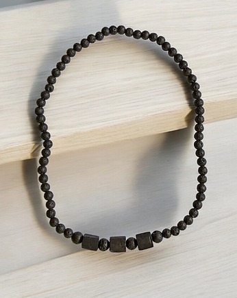 OCHRONNY naszyjnik : czarny turmalin & lawa, kaktusia