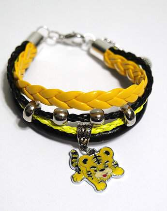 Bransoletka - Tygrysek - rzemienie, żółty, czarny, yenoo