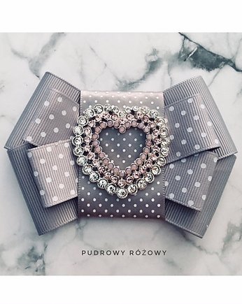 Brosza Szara z Sercem NEW, Pudrowy Różowy