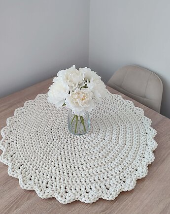Podkładka ze sznurka na stolik kawowy szydełkowa 60cm, MISZ MASZ Dorota Tyszko