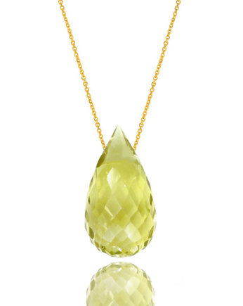 Colare Kwarc Lemon Kropla złoto 585, Brazi Druse Jewelry