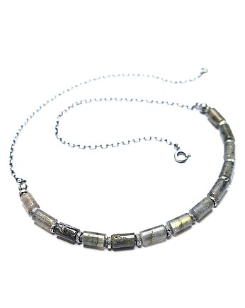 Labradorytowe walce  - naszyjnik, Katia i krokodyl