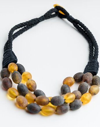 Naszyjnik bursztynowy sznurek makrama, AmberMal