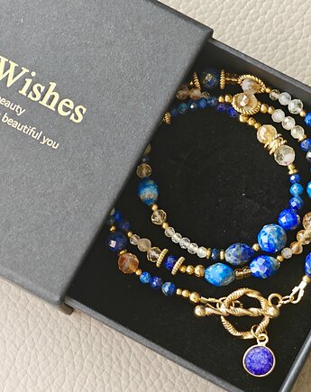 Długi lapis lazuli cytryn kryształ, NESSING handmade