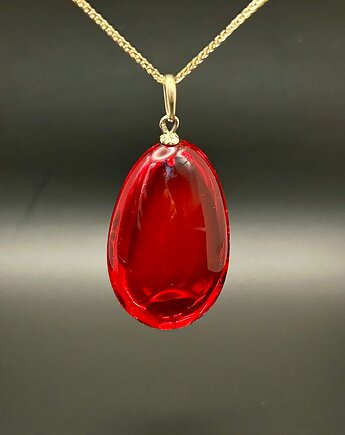 Wisiorek z czerwonego barwionego bursztynu, Andorii by Baco