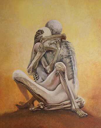 Duży obraz olejny Beksiński para zakochani, alice oil on canvas