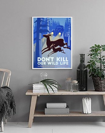 PLAKAT vintage retro zwierzęta przyroda, black dot studio