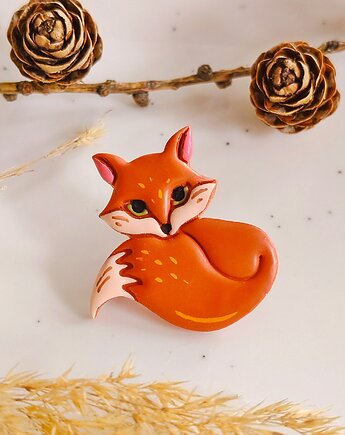 Pin z lisem, broszka z podobizną lisa, akcesoria do ubrań, przypinka z lisem, Dary Rusałki