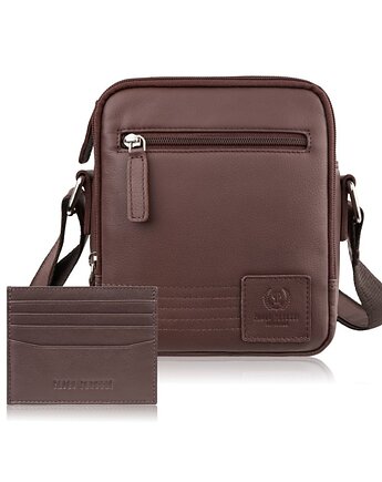 Saszetka męska na ramię AY-27 i etui na karty AY-16 zestaw upominkowy, Paolo Peruzzi